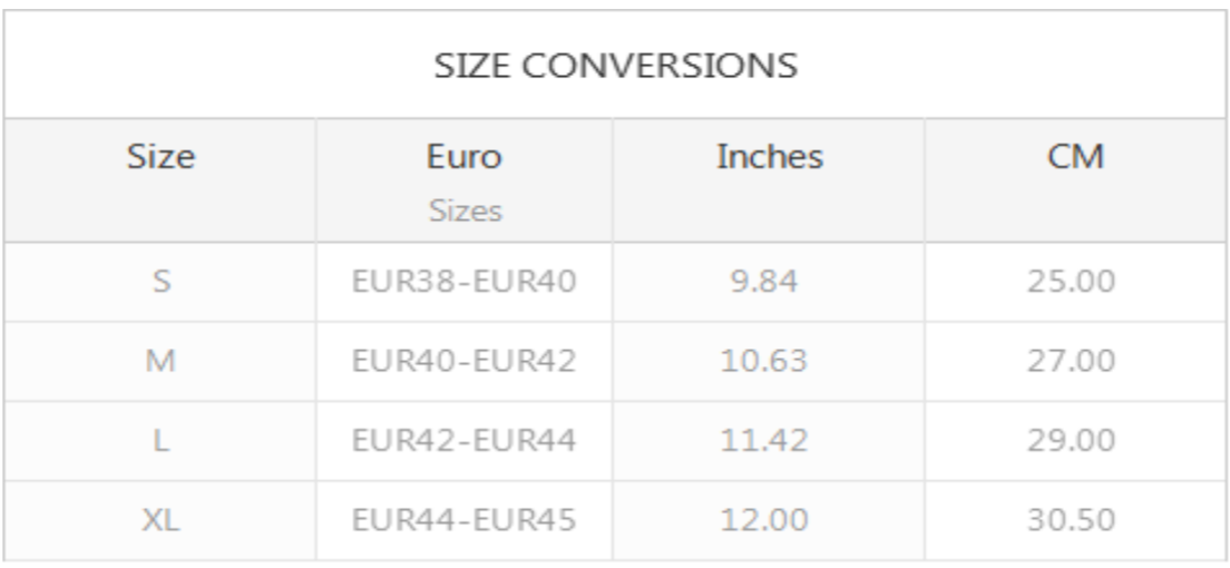 Flip Flop Sizing Chart